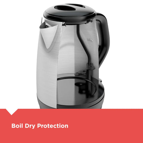 1.7L Cordless Electric Kettle With Rapid Boil Technology And Auto Shutoff, Stainless Steel Water Heater, Boil Dry Protection