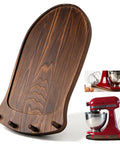 Heavy Duty Stand Mixer Rolling Base With Bottom Storage Compartments Slick Glide Platform For Four Point Five To Six Quart Tilting Mixers No Sweat Kitchen Cart showing wood finish and mixer design.