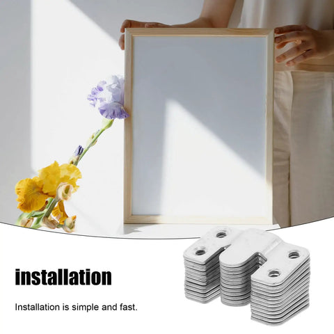 Top Shelf Stainless Steel Frame Hangers And Wall Mount Brackets featuring Killer Hold interlocking design for easy install shown with a blank picture frame.