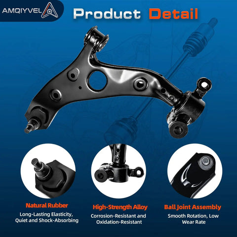 Direct Fit Front Lower Control Arm And Ball Joint Suspension Swap Kit For Mazda CX 5 2013 2014 2015 2016 Includes Sway Bar Links Heavy Duty Bolt Up shown from the side with black finish.