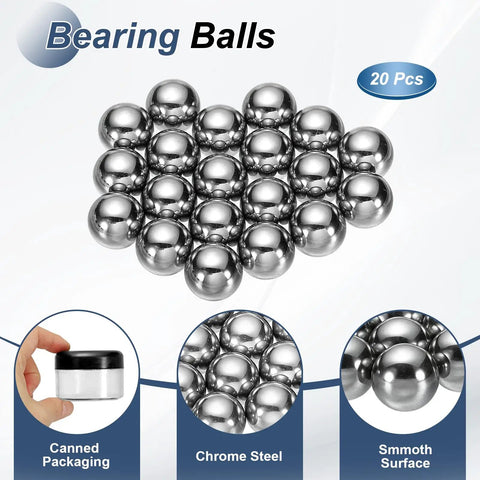 20 piece Tough As Nails 20 Piece Full Box Set 12 Mm 15 32 Inches Chrome Steel Ball Bearings in sleek arrangement.