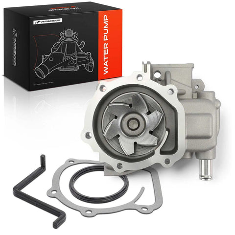 Heavy Duty Engine Water Pump For Subaru Forester Impreza Legacy Outback 2006 Through 2012 showing aluminum housing and steel impeller.