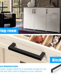 Heavy Duty Matte Black Cabinet Pulls Five Inch Center To Center Square Stainless Steel Handles Thirty Pack on kitchen drawer.