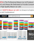 Hella Versatile Wide Mouth Mason Jar Lids 16 Pack Dope Colored Plastic Caps For Ball And Kerr Canning Jars Featuring Legit Leak Proof Food Grade Storage Covers That Make Your Pantry Pop displayed in various colors and sizes.