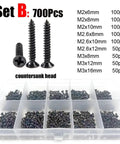 Flat Countersunk Head Self Tapping Handy All Purpose Wood Screw Set With Seven Sizes M1 M1.2 M1.4 M1.7 M2 M3 M4 Assortment Kit Set B