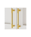20 Pack Built Tough Brushed Brass Gold Kitchen Cabinet Pulls 5 Inch Heavy Duty Drawer Handles on white cabinet doors.