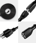 Heavy Duty Waterproof Extension Cord, Badass 16 Awg Sjtw Power Cable Built Extra Tough For Indoor Outdoor Jobs, Nema 5-15P To 5-15R Plugs, 1 Point 6 Foot Pack Of Two, Dead Serious Quality, close-up of plugs and cable.