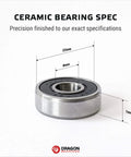 Dragon ceramic roller skate bearing, front view, 22mm outer diameter, 8mm bore, 7mm thick