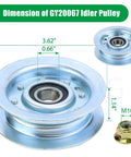 Hella Durable 2 Pack Idler Pulley For John Deere D140 L130 D110 LA115 S100 Farm Tractor Replacement GY22172 GY20067 with dimensions shown.