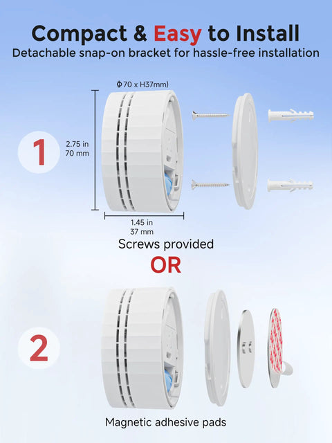Hella Smart Smoke Detector With Matter Thread Protocol Integrated Temp And Humidity Gauge assembly instructions and mounting options
