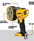 Cordless 20V Max LED Work Light With 4 Bright LEDs 1500 Lumens See Up To 508 Yards Two Brightness Settings For Max Output Or Extended Run Time
