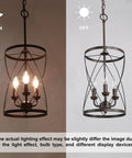 Three Light Industrial Chandelier With Bronze Finish And Cylinder Metal Shade Dope Vintage Vibe For Dining Room And Living Room Lattice Cage Design For Farmhouse Or Industrial Decor