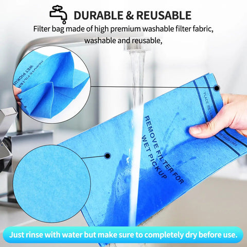 Replacement Wet Dry Vac Filter Bags For Stinger 2.5-5 Gallon Vacuums 10 Pack With Retaining Bands in use under faucet