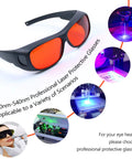 Heavy Duty Laser Safety Goggles Designed For Blue And Green Lasers Spanning 190 To 540 Nm Spectrum showing red tinted lenses and flexible frame.