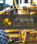 Heavy-duty construction vehicle with Stevens Lake Parts logo, focusing on aftermarket parts for agriculture and construction.