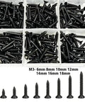 380 Pieces Black Self Tapping Screws Set In Carbon Steel With Flat Head, Handy For DIY Projects And Everyday Fixes