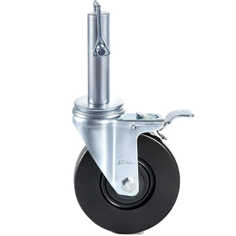 4 Pack 5 Inch Scaffolding Wheels With 1 Inch Solid Stem Rubber Caster Wheels Dual Locking Heavy Duty Casters 330 Lbs Capacity