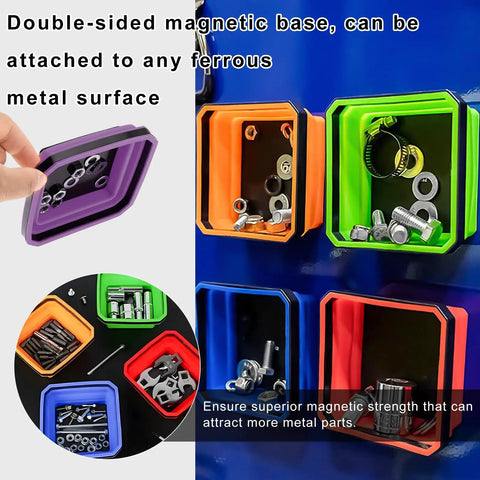 Must Have Collapsible Magnetic Parts Tray With Double Sided Magnetic Base Four Point Five Inch Silicone Bowls in various colors