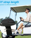 Universal Garage Door Clicker Holder For Car Visor, Adjustable Remote Carrying Case, DIY strap length detail on golf cart visor.