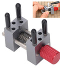 Mini Bench Vise Clamp For Jewelry Repair And Model Making Pro Grade Adjustable Parallel Jaws For Gripping Small Parts Up To 1.18 Inches Metal Silver With Protective Sleeves And 10 Holes, shown clamping a small model