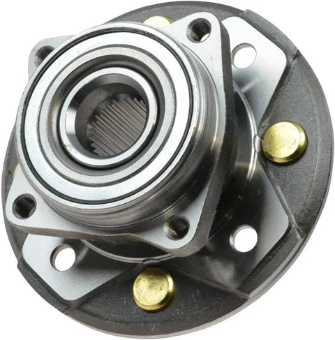Heavy Duty Front Wheel Bearing Hub Assembly Pair With Preloaded Bearings And Integrated Studs For A Smooth Rollin Ride Compatible With 1990 To 1997 Honda Accord Four Cylinder Vehicles, close-up view of assembly.