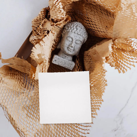 Rock Solid White Eva Foam Board Two Piece Flexible Packing Inserts With Grid Cutouts Cushion Sheets For Shipping And Craft Work that protects a buddha statue.