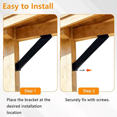 Two Pack Heavy Duty Inside Mount 45 Degree Connector Bracket Kit For Gazebos Patios Cabins Tree Houses And Outdoor Structures Built Tough Steel With Black Finish Rust Resistant Angle Support Bracket Set
