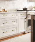 Kitchen cabinets with Gold Cabinet Handles Set 10 Pack 5 Inch Hole Center Drawer Pulls Modern Square Dresser Handles in zinc alloy.