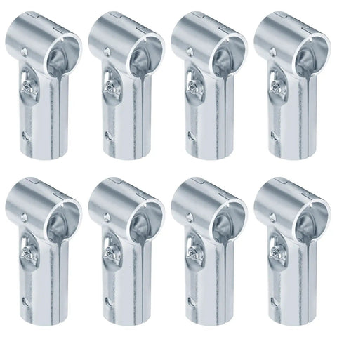 Fanmao 8 Sets T Pipe Connectors Tee Clamps for 1" EMT, Structural Pipe Fitting, 3/32" Thick Steel in silver, front view