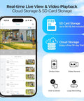 Phone displaying Wireless Outdoor Security Camera System With 2K Color Night Vision 360 Degree Panoramic View interface