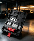 The Ultimate Electric Rivet Adapter Conversion Kit With Durable Aluminum Head For Heavy Duty Drills Plus A Slick Portable Case To Keep Gear Organized And Ready For Any Job Site Repair Hustle, red tool case