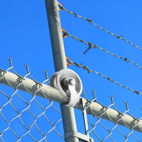 Heavy Duty Galvanized Steel Slide Rollers Built To Glide Like Butter For Chain Link Fence Gates Fits 1 7 8 Inch Posts Pack Of Two on fence.