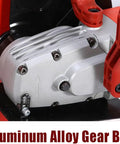 Close-up of Aluminum Alloy Gear Box on Heavy Hitter Electric Concrete Cutting Machine 4200W Mighty Wet Cut Saw.