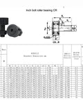 Precision Cam Follower Bearing 3/4 Inch Bolt Diameter Spherical Needle Roller Assembly with dimensions and specifications.