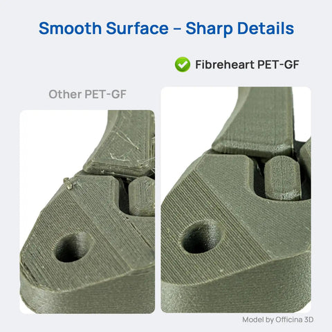 Comparison of printed parts with smooth surface details using Absolute Beast Pet G F 3D Printer Filament With Fifteen Percent Glass Fiber In ODG Olive Green One Kilogram Spool.