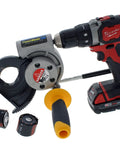 PowerBlade Drill Powered Cable Cutter Cuts Up To 750 MCM Copper And 1000 MCM Aluminum, 1-1/2 Inch Jaw, tool next to drill