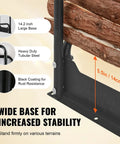 Close-up view of Beefy Heavy Duty Outdoor Firewood Rack With Waterproof 600D Oxford Cover, showing the 14.2-inch steel base and logs.