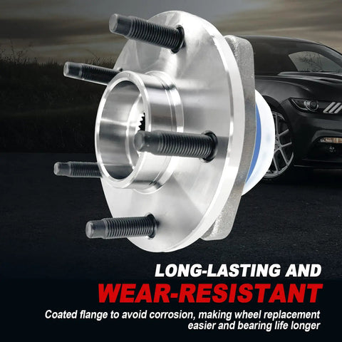 Hella Smooth Front Wheel Bearing Hub Assembly With 513179 Part Number And 5 Lug Mount With Abs For Chevy Impala Buick Regal Cadillac Deville Pontiac Grand Prix 2001 To 2013 Quick Fix, close-up view of the polished wheel hub