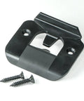 Decorative Door Silencer Strike Plate in black, includes screws for hassle-free installation to silence loud latches.