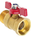 Leak Proof Heavy Duty Three Quarter Inch Brass Ball Valve with red handle for smooth flow control in plumbing and car wash.