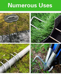 Heavy Duty 6 Inch Garden Landscape Staples U Shaped 11 Gauge Galvanized Pins with 50 Staples and 50 Gasket Washers in use