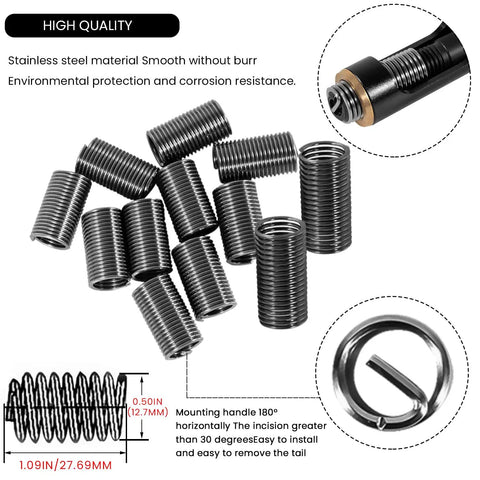 M11 X 1.5 Metric Head Bolt Thread Repair Kit For Stripped Cylinder Head Threads including stainless steel inserts and tools.