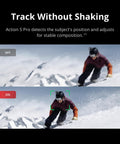 Rock Solid Waterproof Action Camera Bundle Shoots Clean 4K With Large Sensor capturing snowboarder in action on snowy mountain.