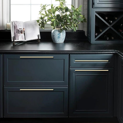 6 Pack 10 Inch Hole Centers Brushed Brass Cabinet Pulls Set For Cabinets And Drawers on elegant dark kitchen cabinetry