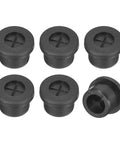 Keep Your Desk Slick With Premium Flexible Rubber Cable Grommets To Tame Those Pesky Wires For A No Mess Vibe And Smooth Wire Pass Through For Office Setup Black 6 Piece Kit, six black rubber grommets.