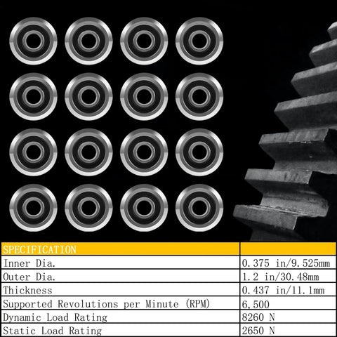 16 Pack RM2 2RS 3/8 Inch V Groove Roller Bearings Heavy Duty Shielded Precision Ball Bearings Linear Motion Smooth as Butter Zero Friction 6500 RPM Fully Lubricated