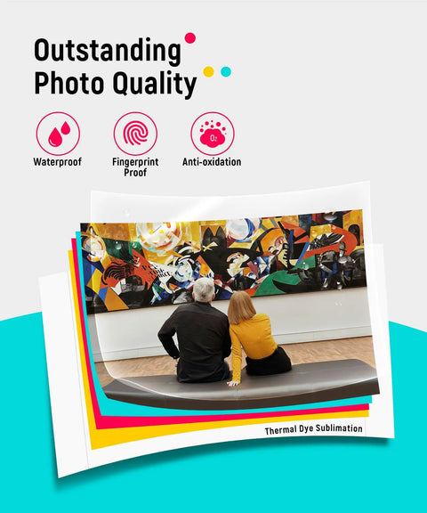 Outstanding quality print from 4x6 Portable Photo Printer For iPhone And Android With Wi Fi Full Color Dye Sublimation Instant Photo Printing On The Go Snap And Share Ready Compact Pocket Size Printer Includes 100 Sheets And 3 Cartridges.