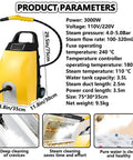 3000W High Pressure Steam Cleaner With Ozone Function For Heavy Grease And Dirty Carpets, yellow design and detailed specifications.