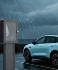 Heavy Duty Wall Mount EV Charger Protection Box, Knockout Durability For Driveway Setup, Weatherproof galvanized steel in rain.