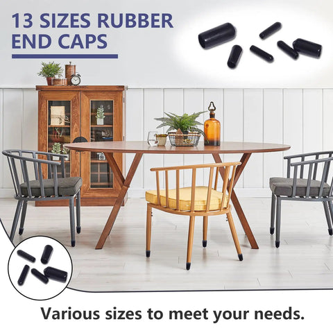 Round Rubber End Cap Kit, 13 Sizes From 2mm To 20mm, Vinyl Rubber Screw Thread Protectors For Bolts And Screws displayed on table